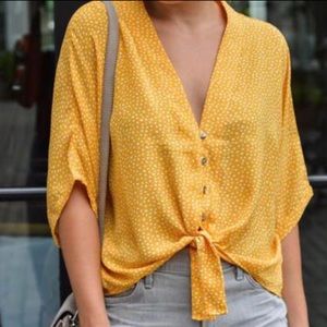 Karlie Yellow Polka Dot Tie Top